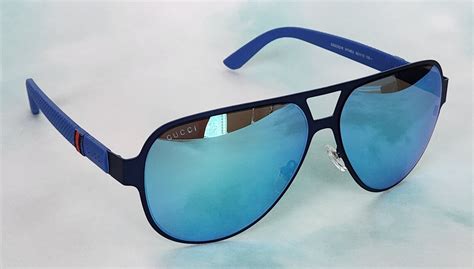 occhiali gucci gg 2252 s r6|Gucci Aviator Sunglasses GG2252S R63Z0 Matte Black/Blue 2252.